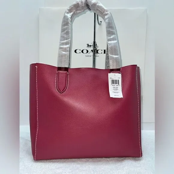 🔥🎁NWT! Coach Derby Tote Handbag Leather Gold/Rouge Msrp:$350.00 - Picture 3 of 13